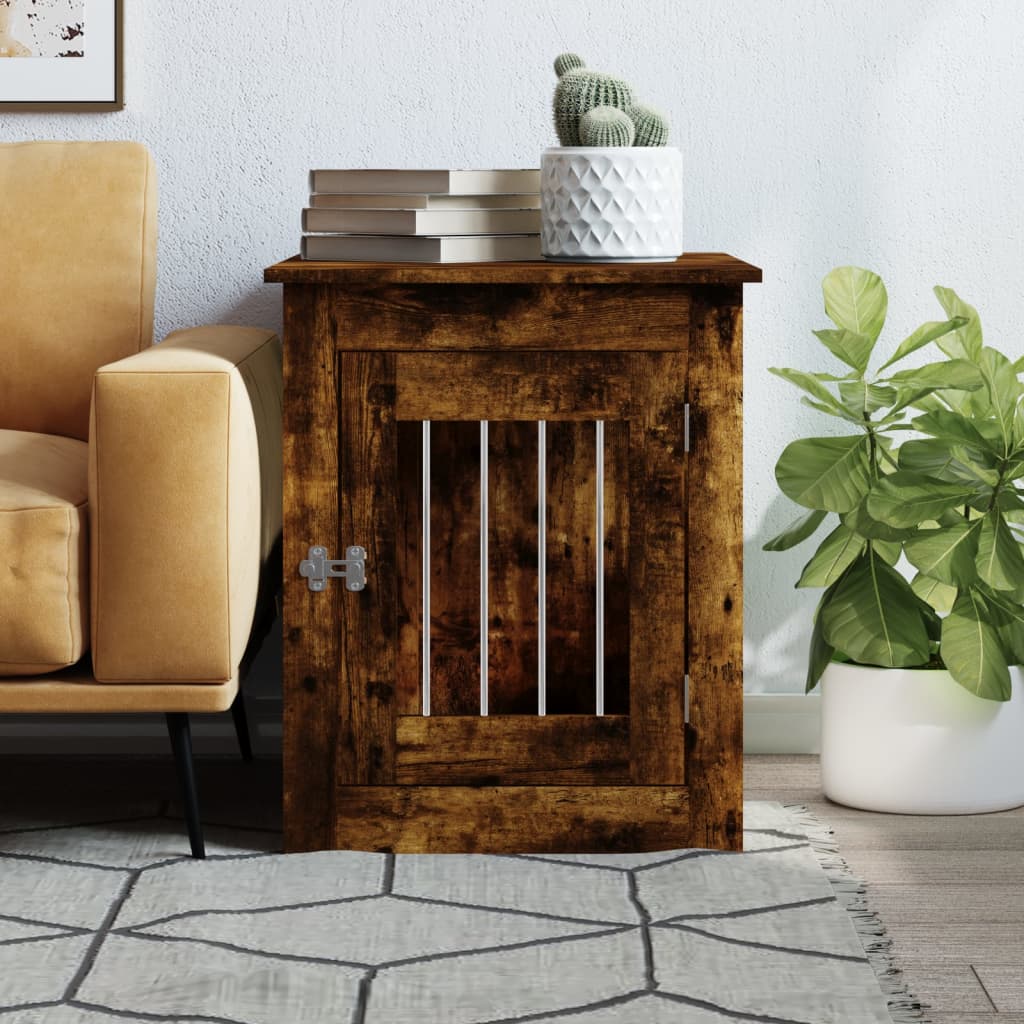 vidaXL Nábytková prepravka pre psa dymový dub 55x75x65 cm kompoz.drevo