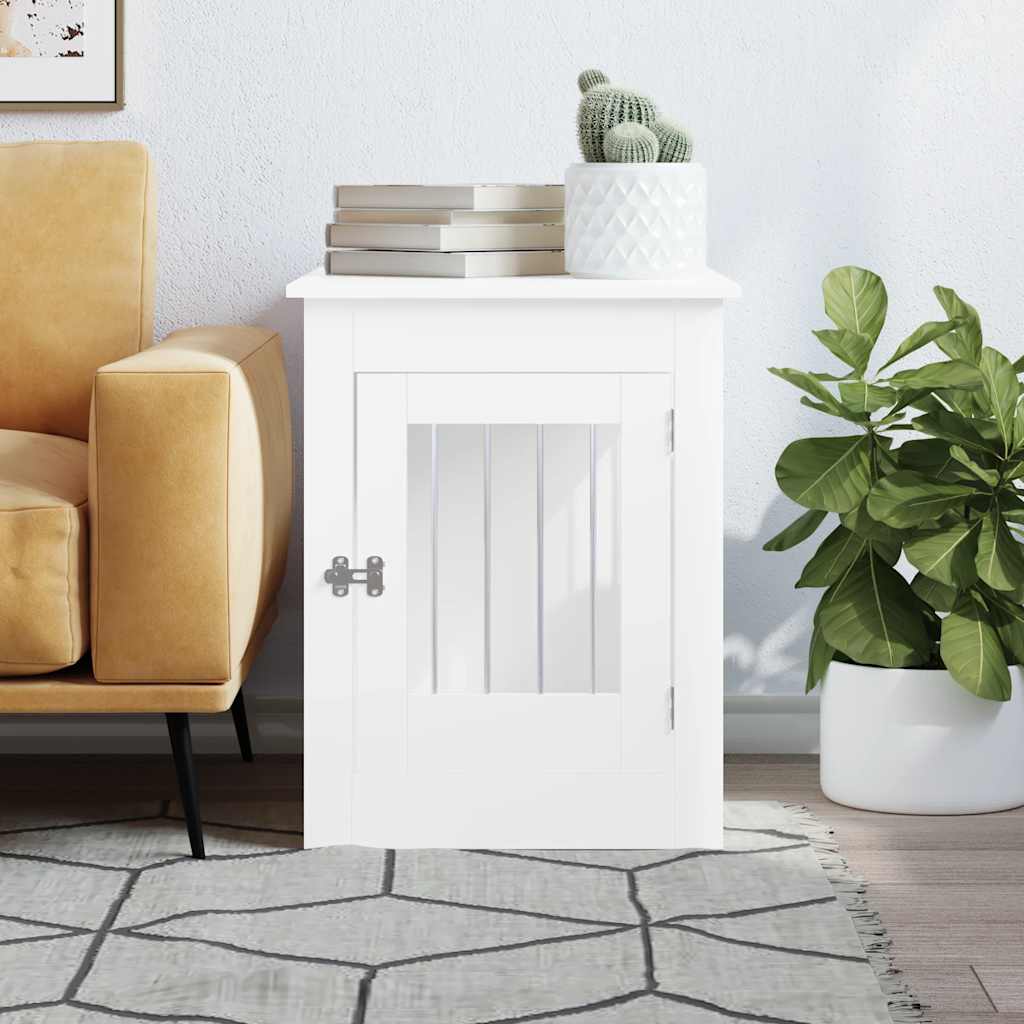 vidaXL Nábytková prepravka pre psa biela 55x80x68 cm kompozitné drevo