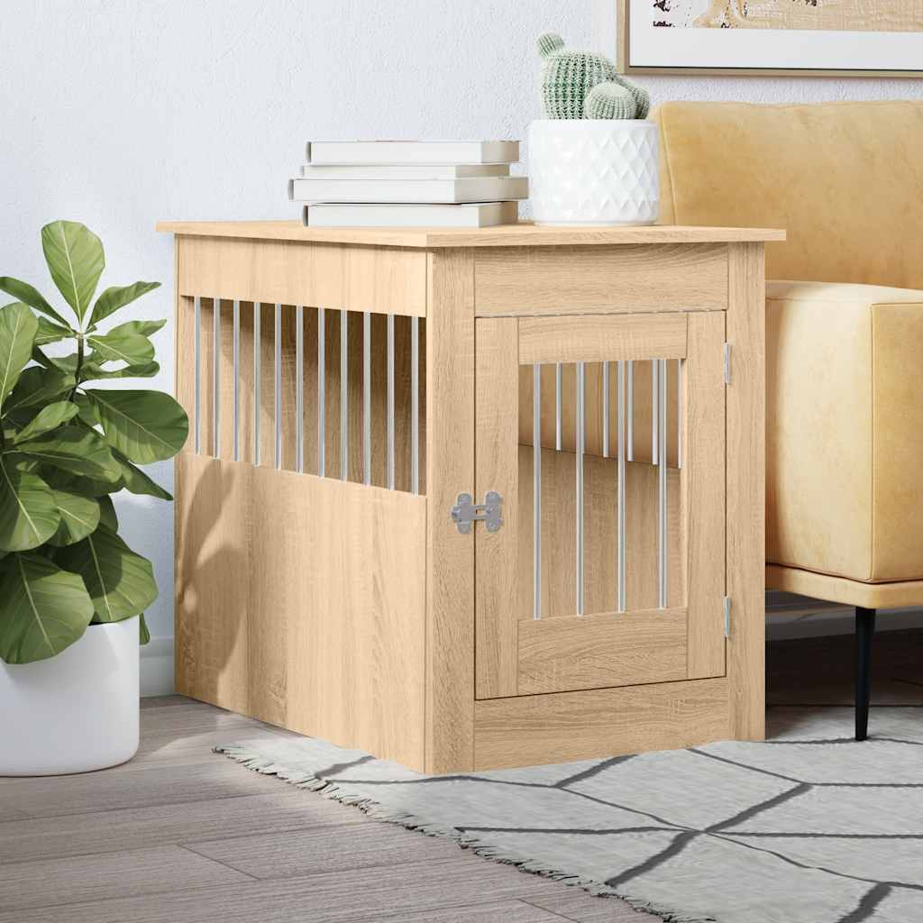 vidaXL Lada pentru caini, stejar sonoma, 55x80x68 cm, lemn compozit