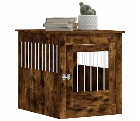 vidaXL Клетка за куче мебел, опушен дъб, 64,5x80x71см, инженерно дърво, Опушен дъб vidaXL Клетка за куче мебел, опушен дъб, 64,5x80x71см, инженерно дърво