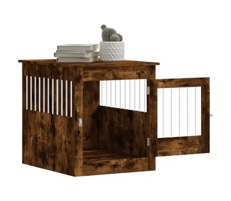 vidaXL Клетка за куче мебел, опушен дъб, 64,5x80x71см, инженерно дърво, Опушен дъб vidaXL Клетка за куче мебел, опушен дъб, 64,5x80x71см, инженерно дърво