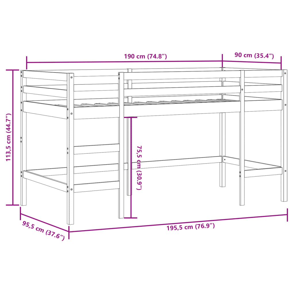 Dětská patrová postel se závěsy růžová 90 x 190 cm borovice - obrázek 14