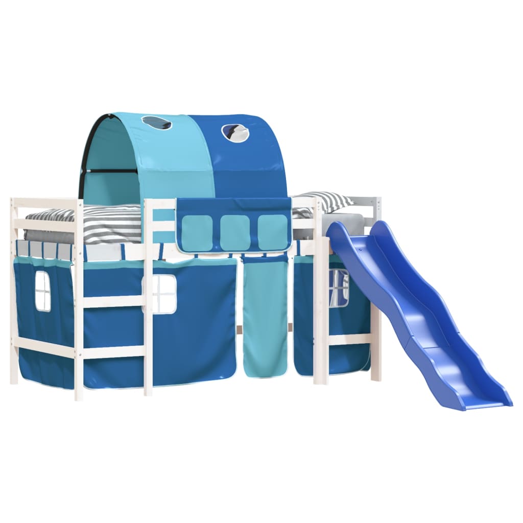 Thumbnail - vidaXL Kinderhochbett mit Tunnel Blau 80x200 cm Massivholz Kiefer