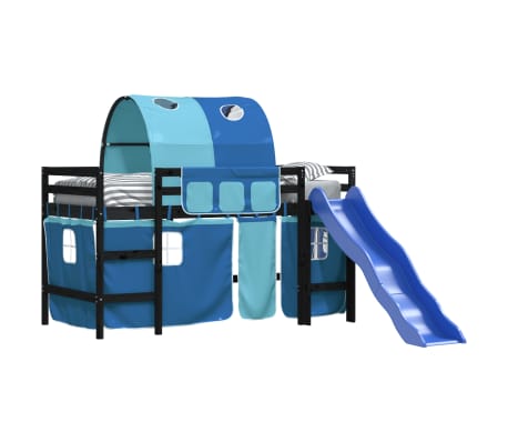 vidaXL Kinderhochbett mit Tunnel Blau 80x200 cm Massivholz Kiefer