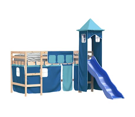 vidaXL Lit mezzanine enfants avec tour sans matelas bleu 80x200 cm