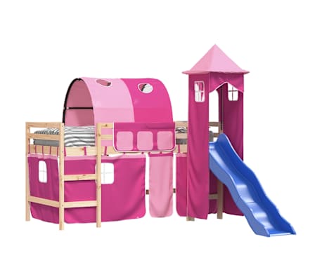 vidaXL Lit mezzanine enfants avec tour sans matelas rose 80x200 cm