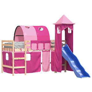 vidaXL Lit mezzanine enfants avec tour sans matelas rose 80x200 cm