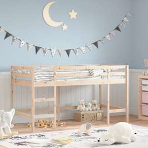 Otroški pograd z lestvijo 80x200 cm trdna borovina