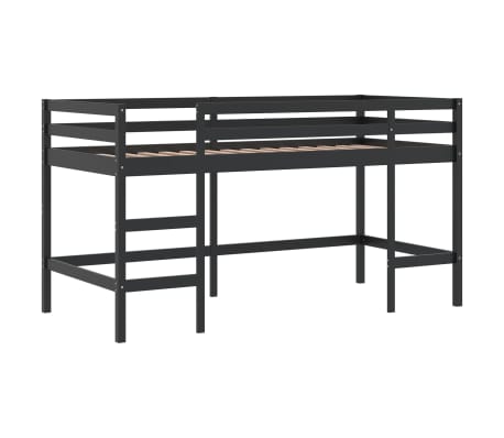 vidaXL fekete t&ouml;m&ouml;r fenyőfa gyerek gal&eacute;ria&aacute;gy l&eacute;tr&aacute;val 90 x 200 cm