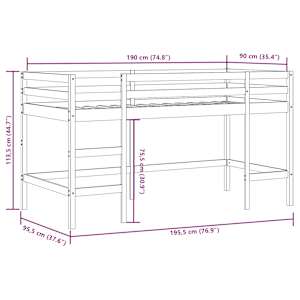 Dětská patrová postel se žebříkem 90 x 190 cm borové dřevo - obrázek 11