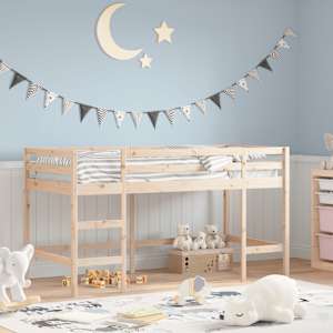 Otroški pograd z lestvijo 90x190 cm trdna borovina