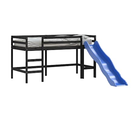 vidaXL Dětsk&aacute; patrov&aacute; postel se skluzavkou čern&aacute; 90x190cm borov&eacute; dřevo