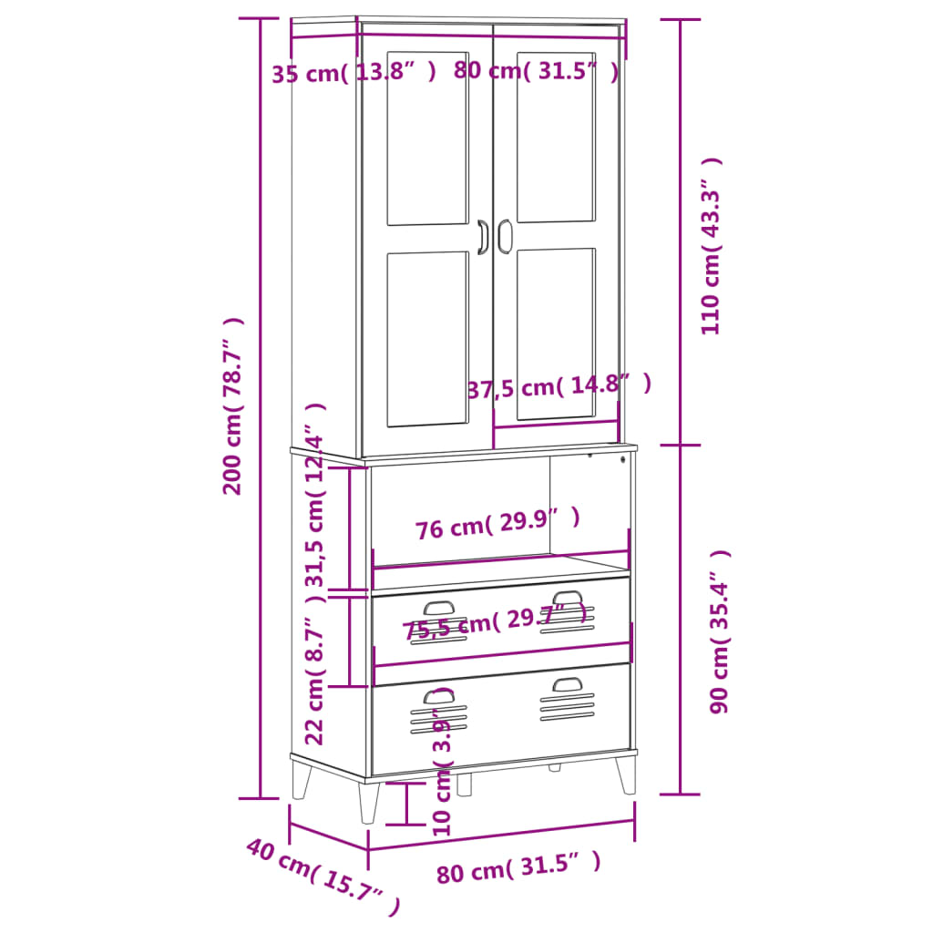 Szafka Viken 80x40x200 cm czarna