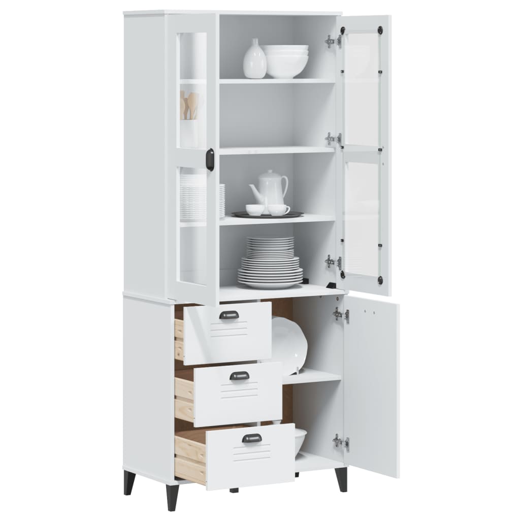 vidaXL Highboard VIKEN Weiß 80x40x190 cm Massivholz Kiefer