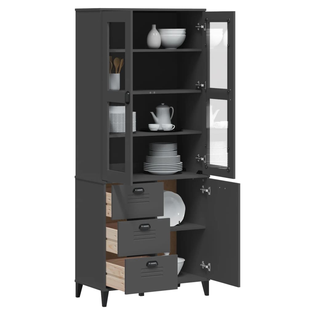 vidaXL Highboard VIKEN Anthracite Grey 80x40x190 cm Solid Wood Pine