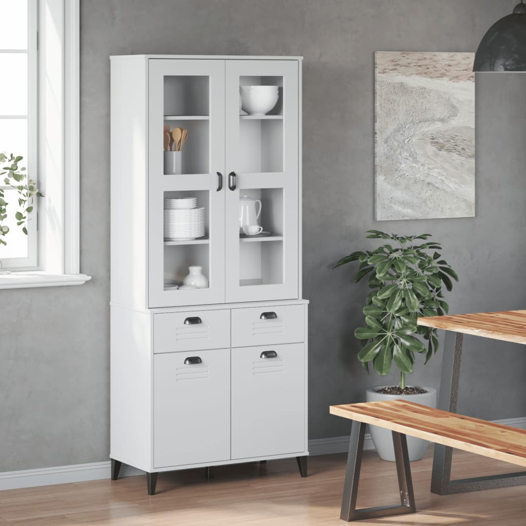 vidaXL - Hoge - kast - VIKEN - 80x40x190 - cm - massief - grenenhout - wit