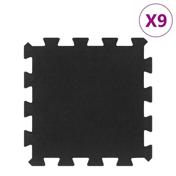 vidaXL kummist p&otilde;randamatid 9 tk, must, 16 mm, 30 x 30 cm
