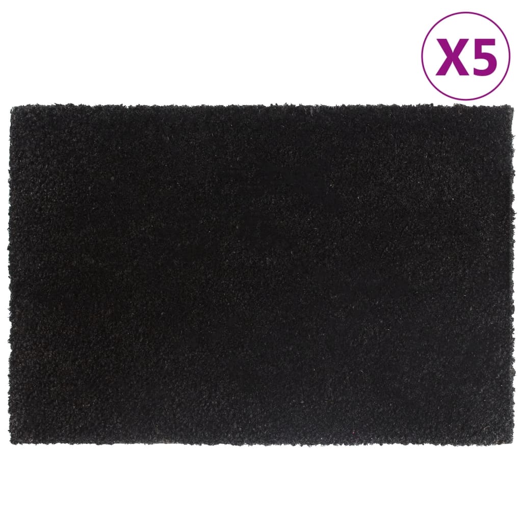 vidaXL Fußmatten 5 Stk. Schwarz 40x60 cm Kokosfaser Getuftet