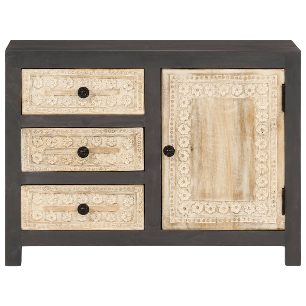Dressoir 75x35x55 cm massief mangohout grijs en wit image 2
