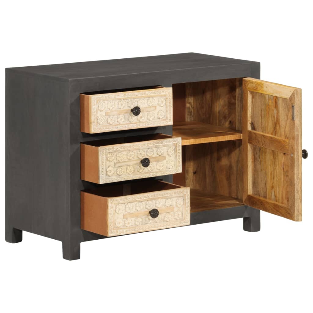 Dressoir 75x35x55 cm massief mangohout grijs en wit image 5