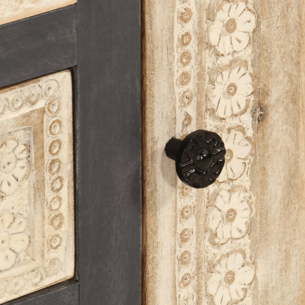 Dressoir 75x35x55 cm massief mangohout grijs en wit image 6