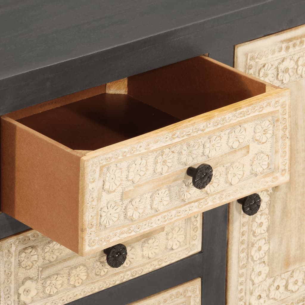 Dressoir 75x35x55 cm massief mangohout grijs en wit image 7