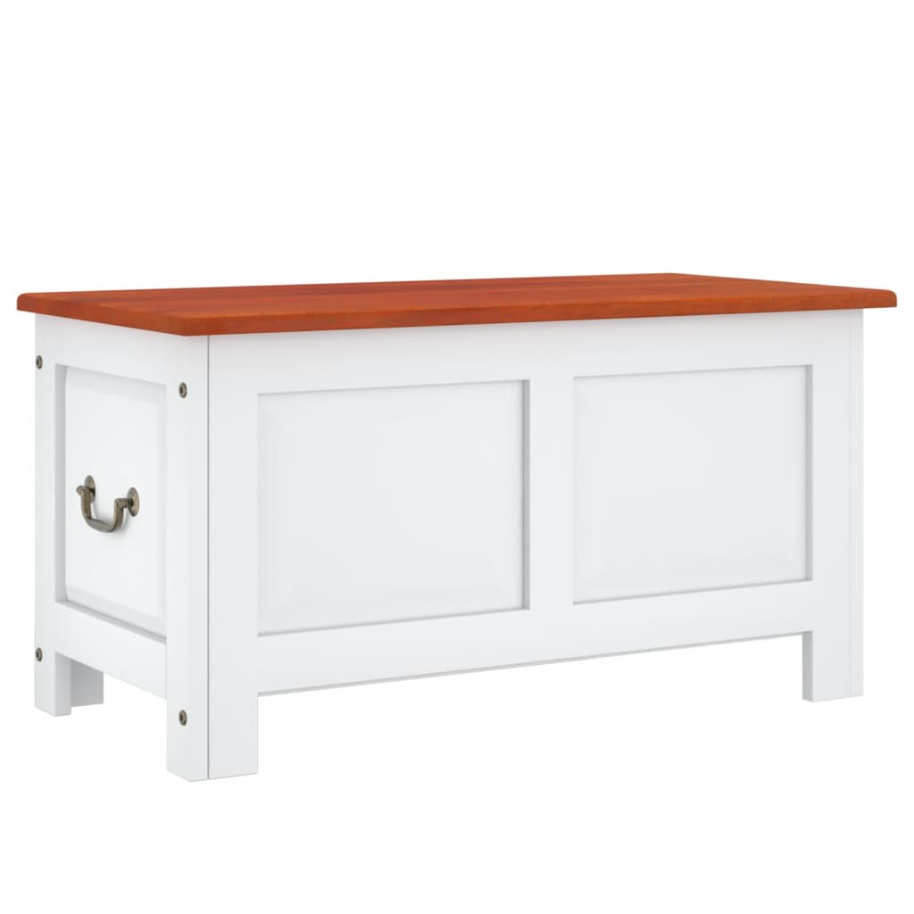 vidaXL Úložná truhla s víkem hnědá a bílá masivní akáciové dřevo