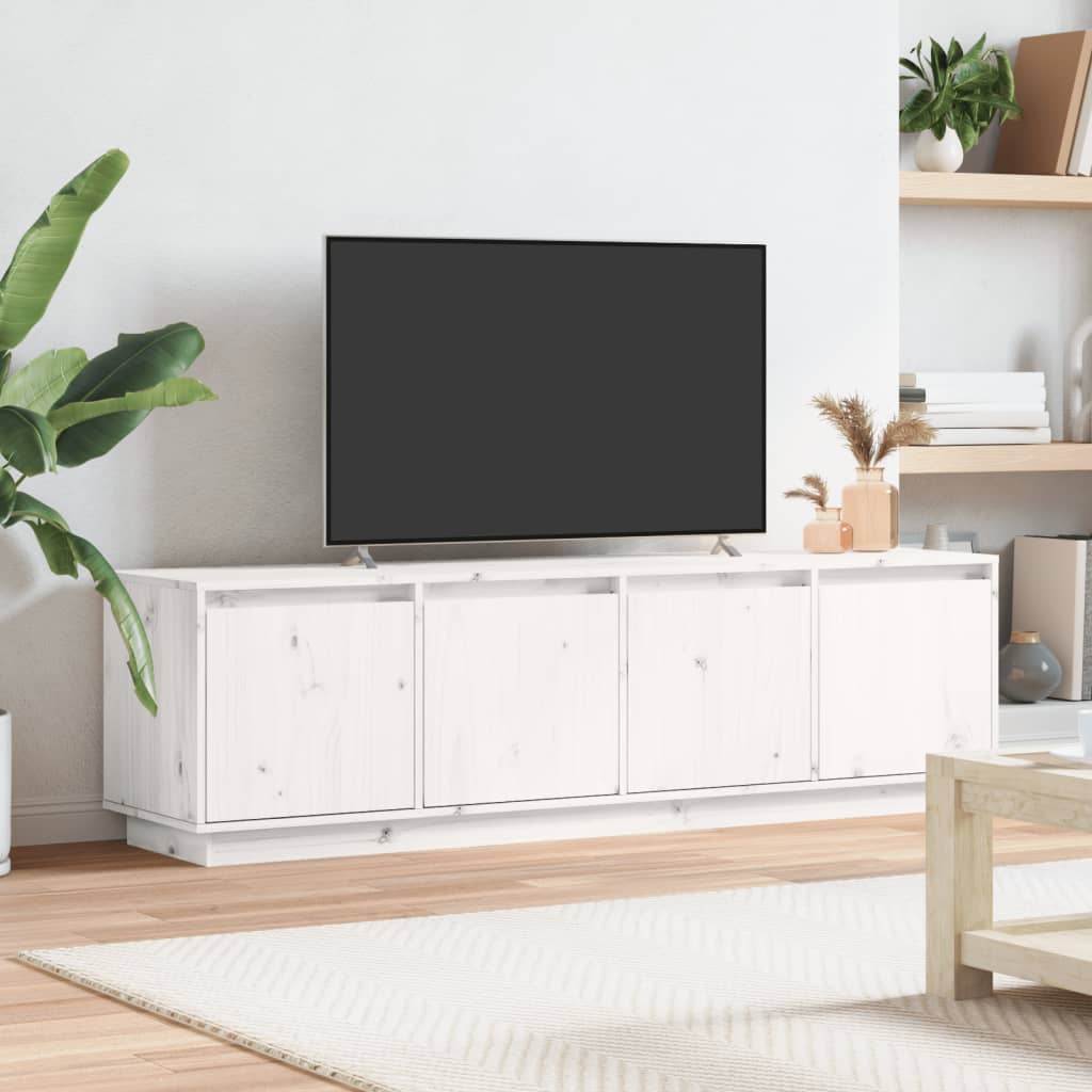 TV skříňka bílá 156 x 37 x 45 cm masivní borové dřevo