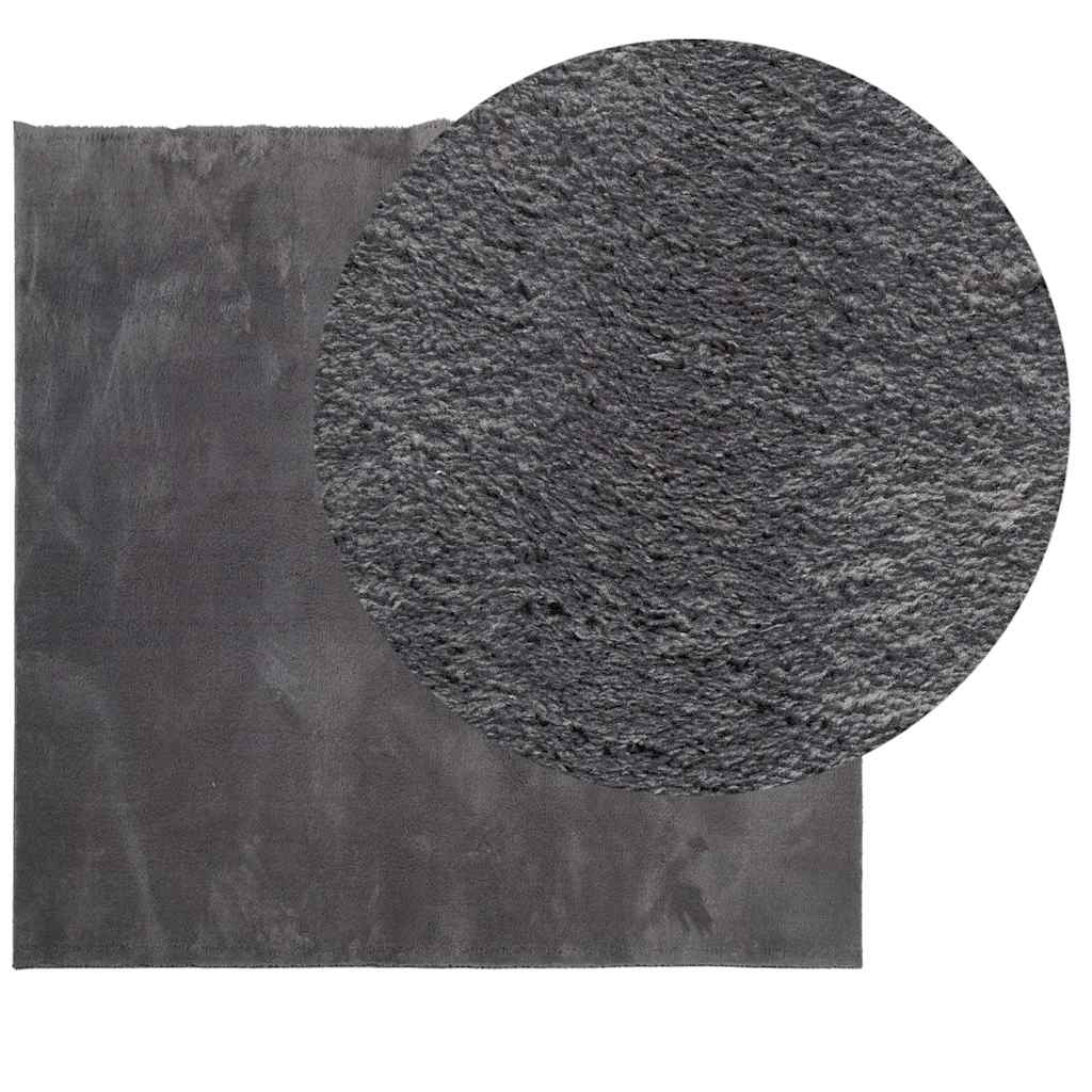 vidaXL Vloerkleed HUARTE laagpolig zacht wasbaar 240x240 cm antraciet afbeelding