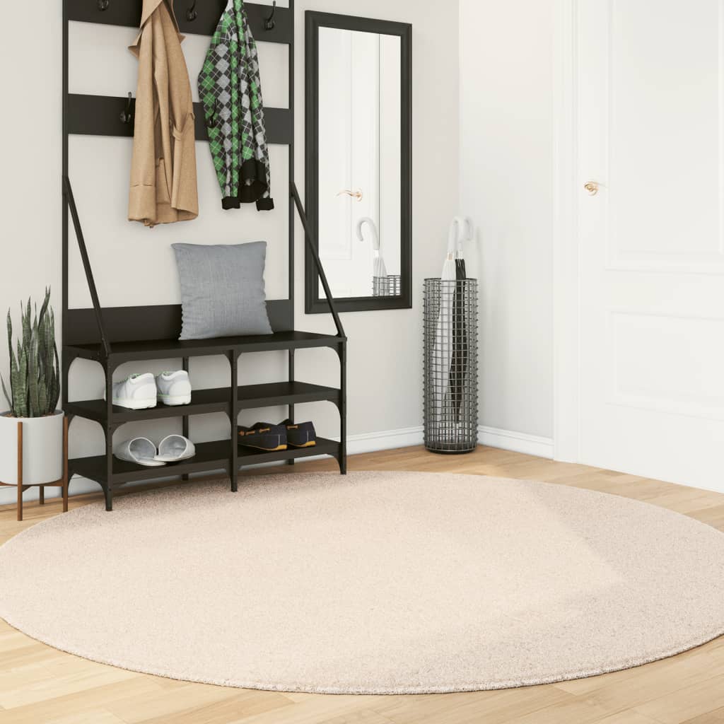 vidaXL Tapis HUARTE à poils courts doux et lavable beige Ø 200 cm