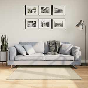 Koberec HUARTE krátký vlas měkký a pratelný krémový 120x120 cm - obrázek 1