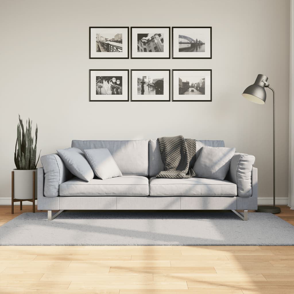 vidaXL gulvtæppe HUARTE 100x200 cm kort luv og vaskbart grå
