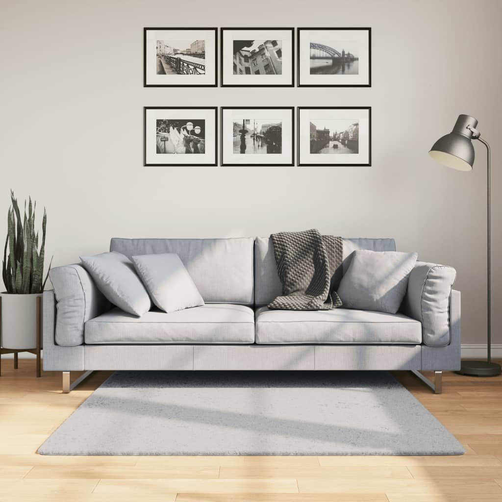 vidaXL gulvtæppe HUARTE 120x120 cm kort luv og vaskbart grå