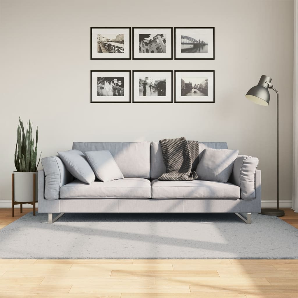 Teppich HUARTE Kurzflor Weich und Waschbar Grau 140×200 cm