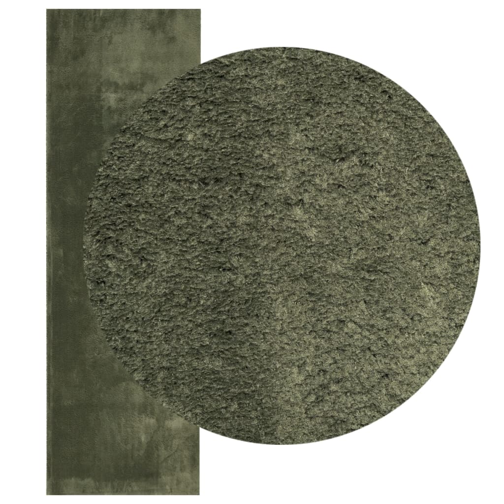 vidaXL Vloerkleed HUARTE laagpolig zacht wasbaar 80x250 cm bosgroen afbeelding