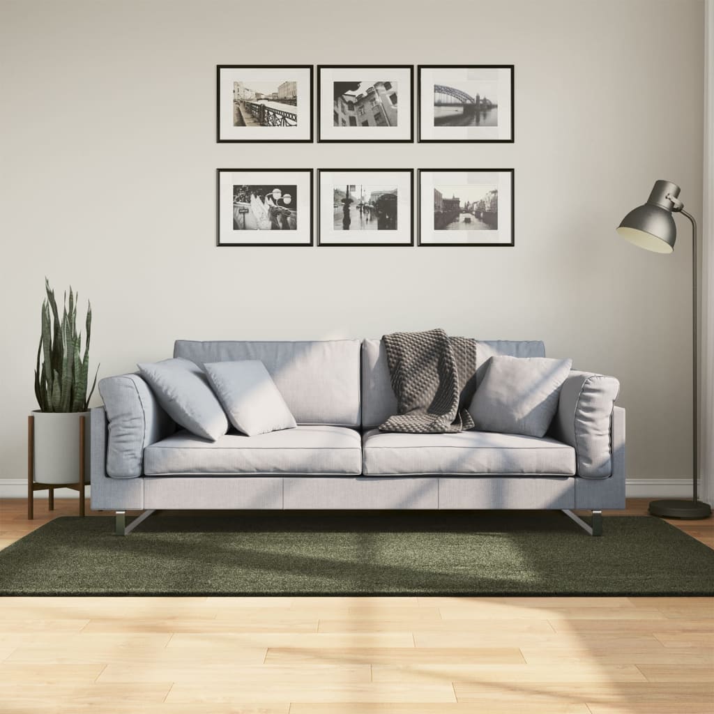 vidaXL Rug HUARTE Green 100 x 200 cm 100% Polyester Flat