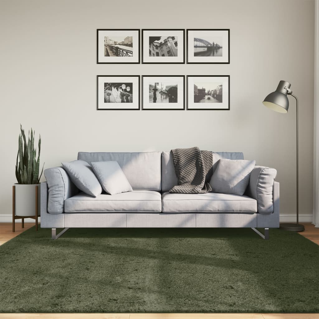 vidaXL Rug HUARTE Green 200 x 200 cm 100% Polyester Flat