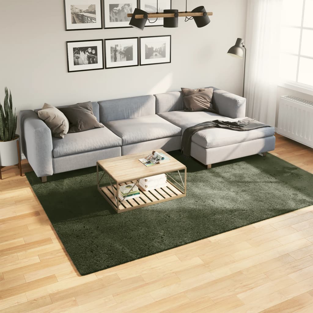 vidaXL Rug HUARTE Green 200 x 280 cm 100% Polyester Flat