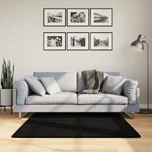 Koberec HUARTE krátký vlas měkký a pratelný černý 120x120 cm - obrázek 1