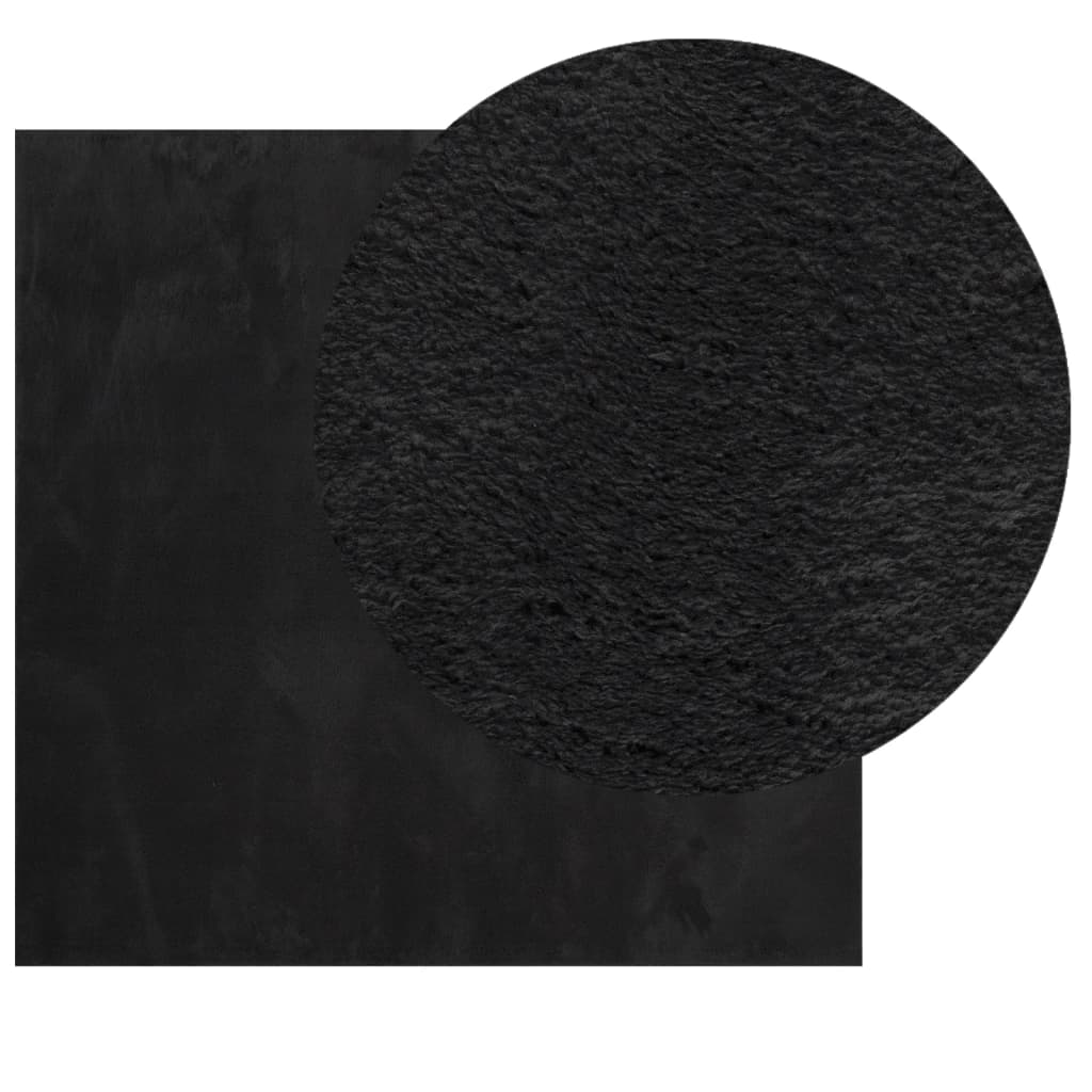 vidaXL Vloerkleed HUARTE laagpolig zacht wasbaar 160x160 cm zwart afbeelding
