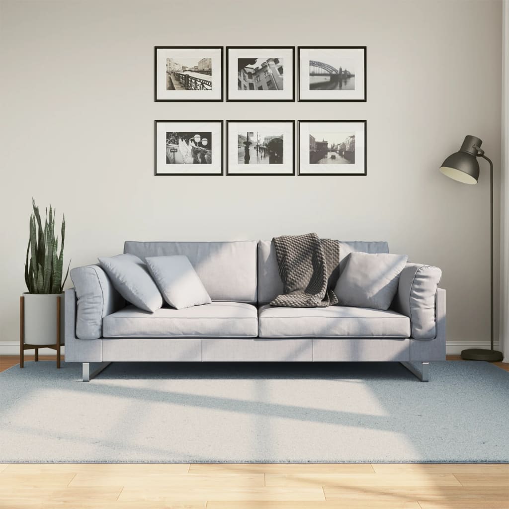 vidaXL gulvtæppe HUARTE 160x230 cm kort luv og vaskbart blå