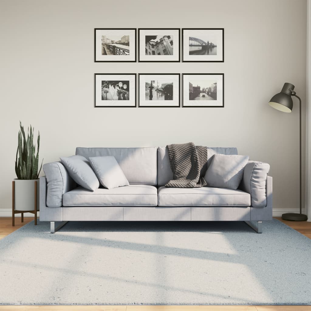 vidaXL gulvtæppe HUARTE 200x200 cm kort luv og vaskbart blå