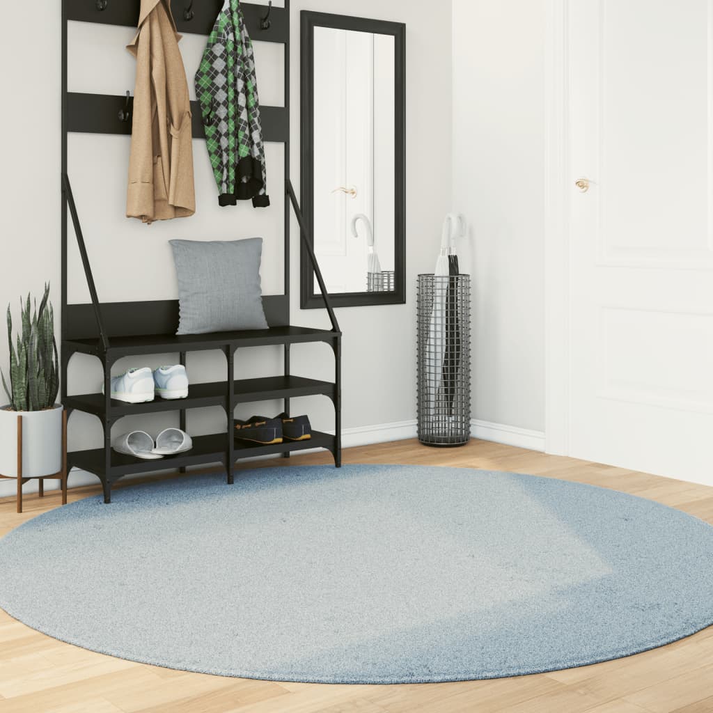 vidaXL Teppich HUARTE Kurzflor Weich und Waschbar Blau Ø 200 cm