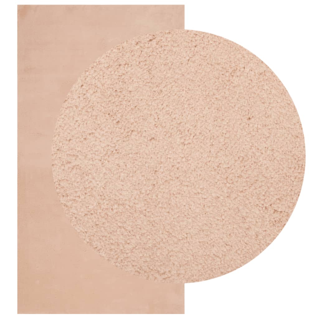 vidaXL Vloerkleed HUARTE laagpolig zacht wasbaar 60x110 cm roze afbeelding
