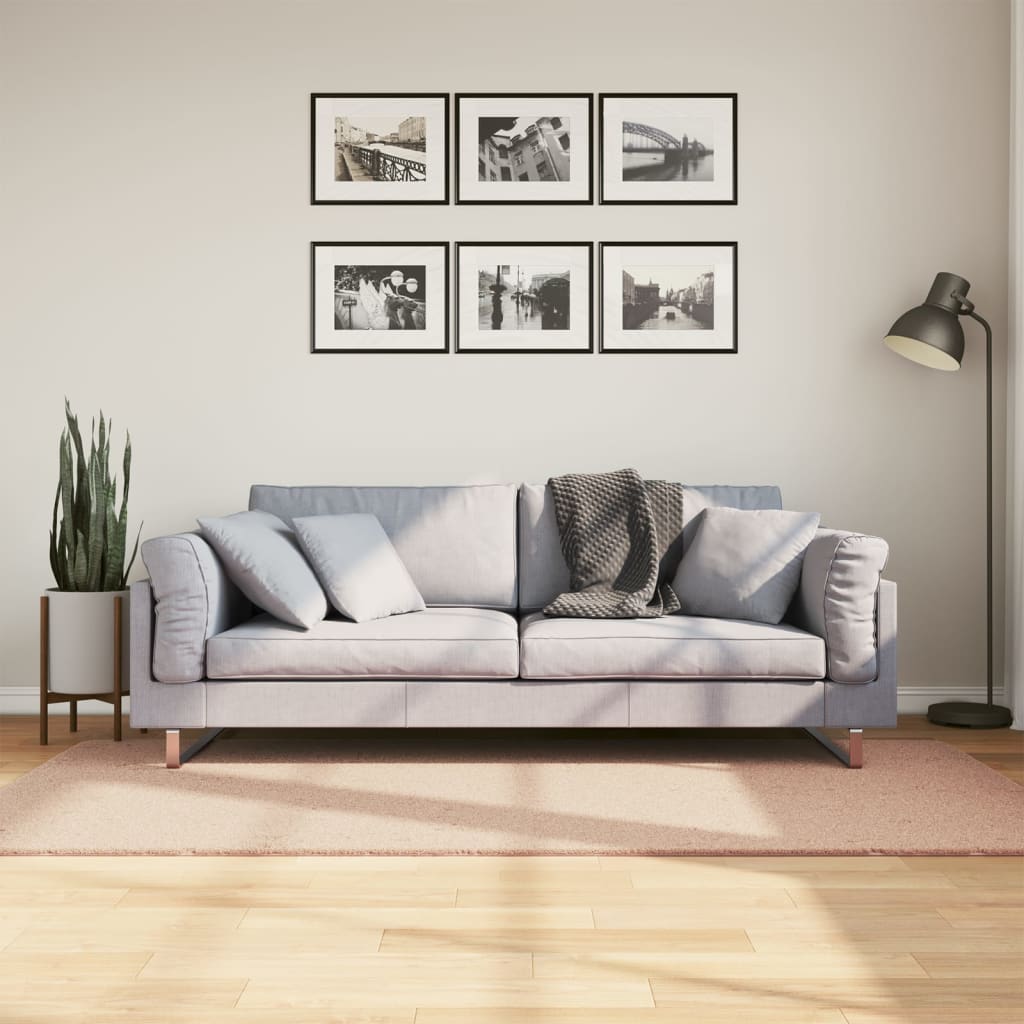 vidaXL Covor HUARTE, fir scurt, moale și lavabil, roz pudră, 100x200cm