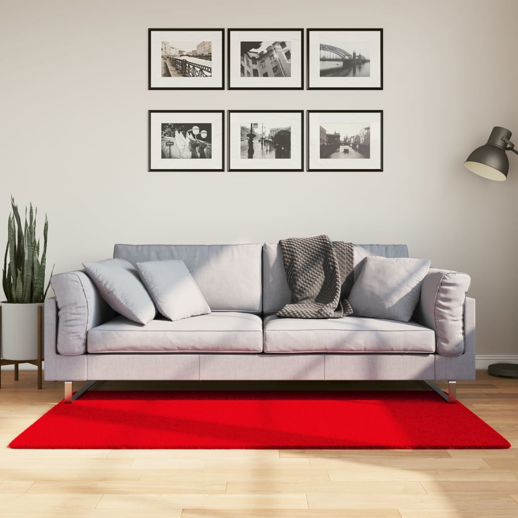 vidaXL gulvtæppe HUARTE 80x150 cm kort luv og vaskbart rød
