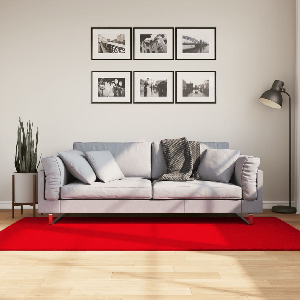 vidaXL gulvtæppe HUARTE 100x200 cm kort luv og vaskbart rød