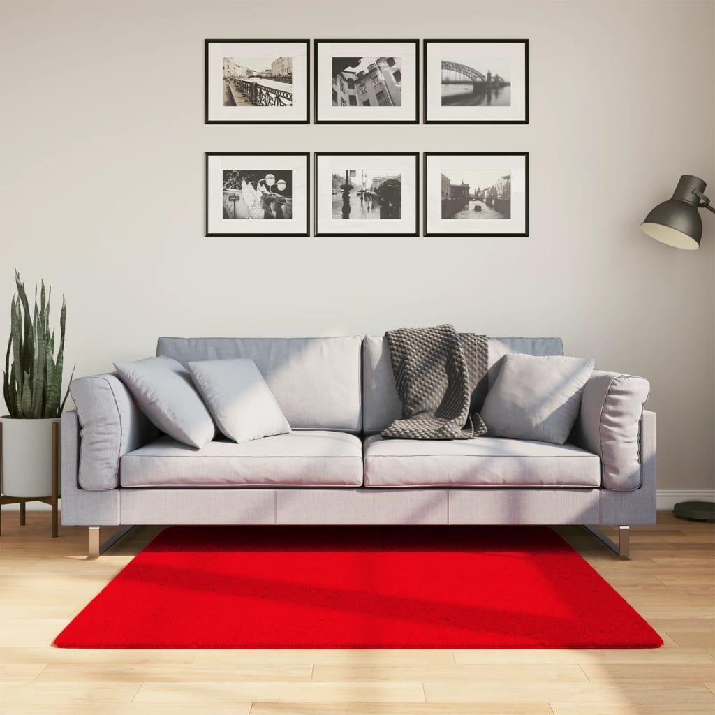 vidaXL gulvtæppe HUARTE 120x120 cm kort luv og vaskbart rød