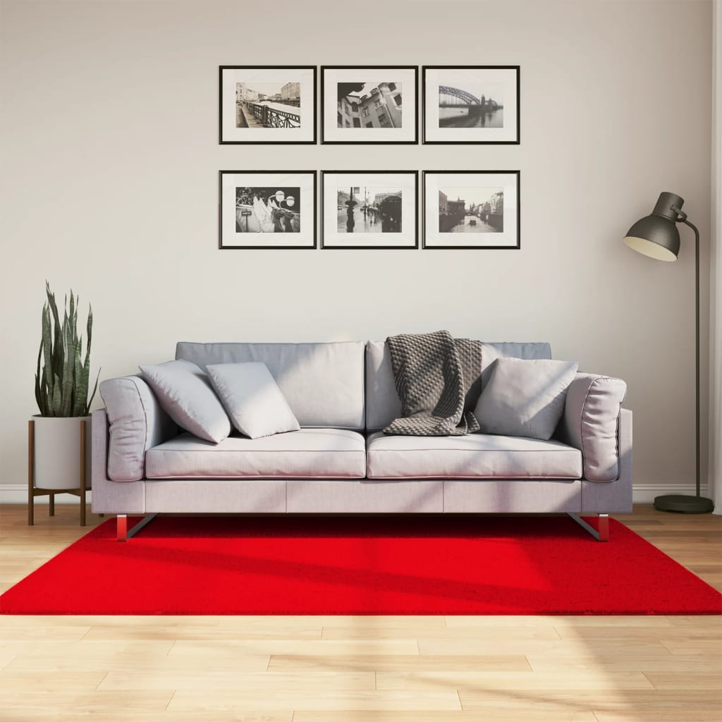 vidaXL gulvtæppe HUARTE 120x170 cm kort luv og vaskbart rød