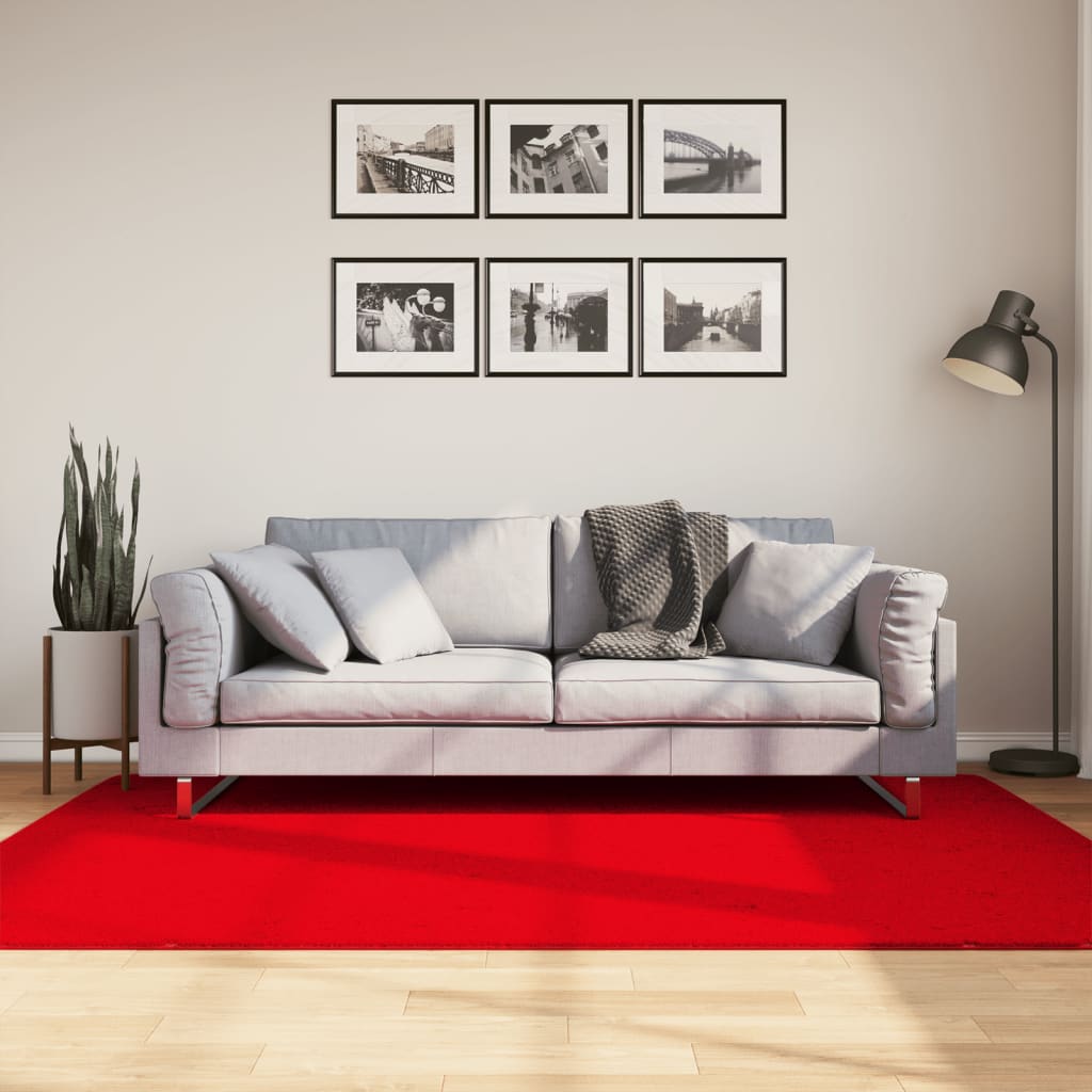 vidaXL gulvtæppe HUARTE 140x200 cm kort luv og vaskbart rød